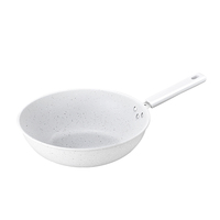Wok en acier au carbone blanc antiadhésif de haute qualité 30/32 cm, poêle à fond plat antiadhésif en acier au carbone pour cuisinière à gaz