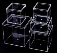 Boîte carrée en plastique transparent PS de 4,5 cm avec couvercles supérieur et inférieur, emballage alimentaire recyclable pour gâteaux et bonbons, logo personnalisé