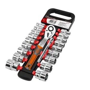 KAFUWELL SS3732G 20PCS Professional Cr-V Torque 1/2 Ratchet Wrench Sets Convenient Combination Wrench Socket Set