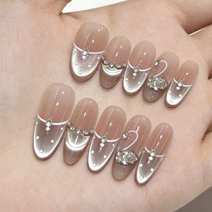 Vente en gros de faux ongles de luxe faits à la main en gel 3D à presser, personnalisés, de haute qualité, épais, en acrylique, avec strass, et boîte de rangement <span class=keywords><strong>pour</strong></span> faux ongles - Product Image 4