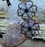 Ruban 3D personnalisé à la mode avec perles et papillons, garnitures, patchs, ruban noir à fleurs, accessoires de couture, broderie de perles, dentelle