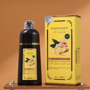 Shampoo colorant capillaire permanent noir gingembre 100% couvrant les cheveux gris - Product Image 5