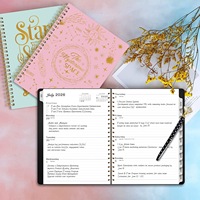 Ensemble de carnets en cuir PU souple imprimés sur mesure, format B5, reliure à fils, couverture en papier pour bureau et école, journal, carnet de notes