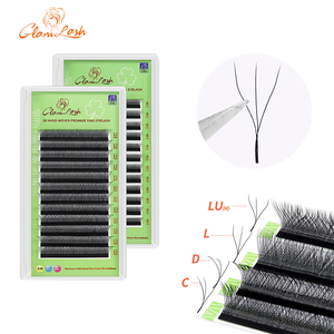 GLAMLASH Etiqueta privada personalizada Extensión de pestañas Ventilador prefabricado Pestañas de trébol 3D suaves naturales Extensiones de pestañas en forma de W - Product Image 1