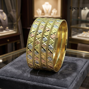 Pulseras de Latón Chapado en Oro de 3 Tonos al por Mayor, Pulseras de Oro Multitono, Joyería de Pulseras de Moda de 3 Tonos, Pulseras Tricolor - Product Image 3