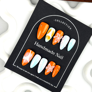 Uñas Postizas 3D con Flores Azules, Hechas a Mano, 10 Piezas, Decoración de Uñas de Lujo Reutilizables, Precio al por Mayor - Product Image 4