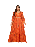 Robe de soirée en mousseline de soie colorée ornée de paillettes de luxe à col en V et manches lanternes pour femmes grandes tailles pour les occasions spéciales
