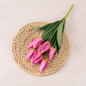 Flores Artificiales de Seda, Tulipanes con 9 Cabezas y Flecos - Arreglos Florales de Lujo Ligero Chino para Escaparates y Decoración de Bodas - Product Image 2