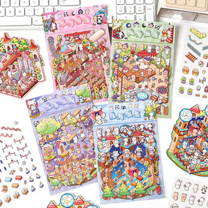 3 autocollants par paquet Rainbow Fortress Series Miniature Scene Stickers <span class=keywords><strong>de</strong></span> paysage tridimensionnel - Product Image 2