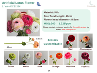 Bunga Ranunculus Buatan 2 Kepala, Buket Pengantin Peony Palsu untuk Dekorasi Meja Rumah Pernikahan Musim Semi