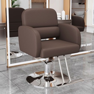 Chaise de salon de coiffure moderne pivotante réglable en gros, en cuir personnalisé, couleur acier inoxydable, tendance - Product Image 4
