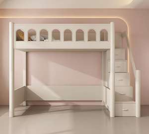 Деревянная двухъярусная кровать для малогабаритной квартиры, детская, с разной высотой спальных мест, трансформируемая, современный дизайн, для детей 2-4 лет - Product Image 3