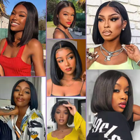 4x4 2x6 Wig bob depan renda Wig rambut manusia # 1B warna rambut Vietnam mentah produk jual Panas 2024 penjual Henan Beli banyak