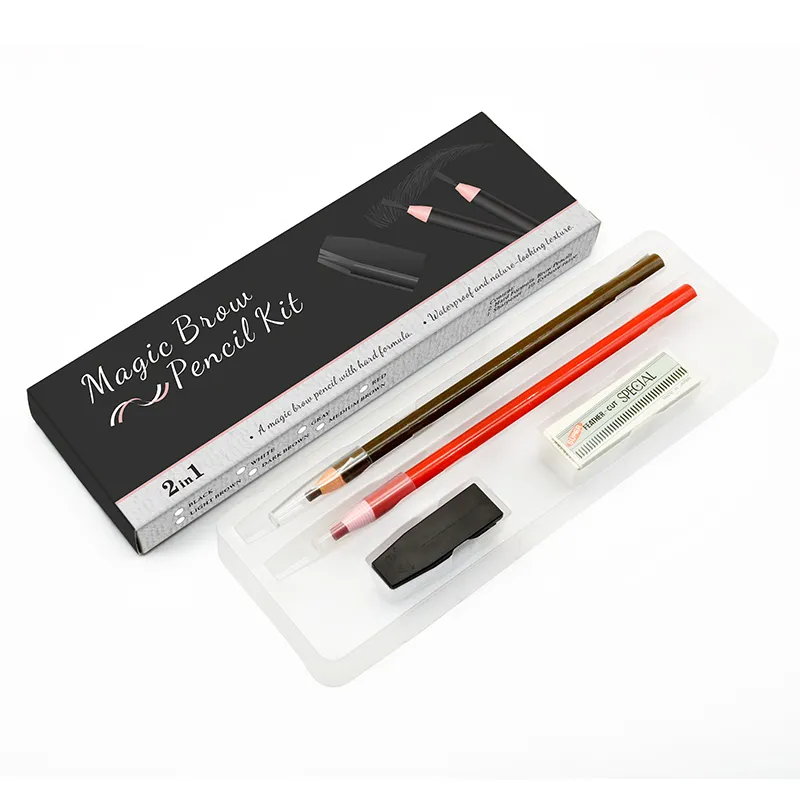 Custom Microblading Eyebrow Pencil Permanent Makeup Water Proof Pencil kit With Sharpener And Knife
