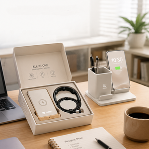 All-In-One <b>Multifunctional</b> Electronics Set With Phone Stand Case Earbuds <b>Charger</b> Neck Massager Personalized Logo - Product Image 3
