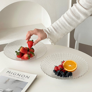 Plateau de service à fruits Huyo Glass, design minimaliste, pour salon, usage domestique, luxe léger, plateau à collations haut de gamme, fruits secs, bonbons - Product Image 2