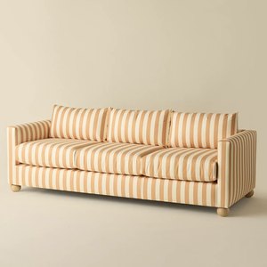 Divano Moderno a 3 Posti a Righe, Imbottito in Spugna, Rivestimento in Tessuto Colorato con Gambe Rotonde, Arredamento Contemporaneo per <span class=keywords><strong>Soggiorno</strong></span> - Product Image 3