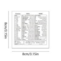 Autocollant de raccourcis clavier double face en acrylique imperméable Baide pour Windows/Word, ordinateur portable, logiciels de bureau et MACOS/MACBOOK