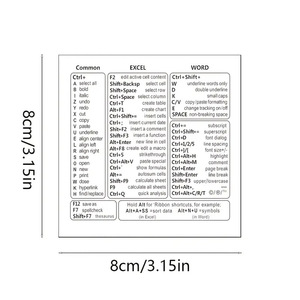 Autocollant de raccourcis clavier double face en acrylique imperméable Baide pour Windows/Word, ordinateur portable, logiciels de bureau et MACOS/MACBOOK - Product Image 5