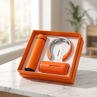 Coffret Cadeau Luxe en Acier Inoxydable : Masseur Cervical, Chauffe-Mains, Batterie Externe, Tasse Isotherme – Idéal pour la Remise de Diplôme ou Noël