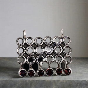 Art Palace 925 Sterling Silver <b>Garnet</b> Charm <b>Pendant</b> Bohemia Style Everyday Wear Unisex Jewelry - Product Image 2
