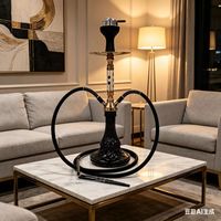 Ensemble Chicha à Logo Personnalisé Noir avec Tuyau Simple ou Double – Stock Usine