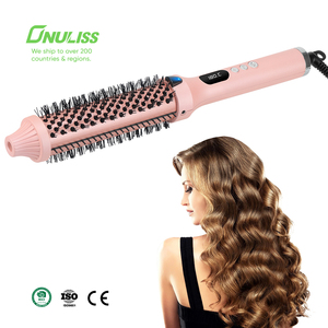 Brosse chauffante rotative en céramique pour cheveux, <span class=keywords><strong>fer</strong></span> à <span class=keywords><strong>boucler</strong></span>, outils de coiffure, brosse thermique infrarouge rotative pour grandes boucles - Product Image 1