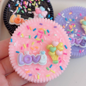 Jouet anti-stress souple en silicone en forme de cookie artisanal, jouet sensoriel en PVC en forme de dessert, Oreo sandwich, nouveau jouet fidget - Product Image 3