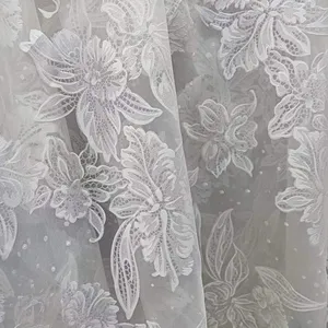 Wholesale High Quality 100% Polyester Organza Fabric Customization Flower Oil Painting Organza