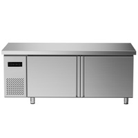 Réfrigérateur de Comptoir Commercial en Acier Inoxydable pour Cuisine de Restaurant, 2 Portes, Réfrigérateur de Bar, Équipement de Réfrigération