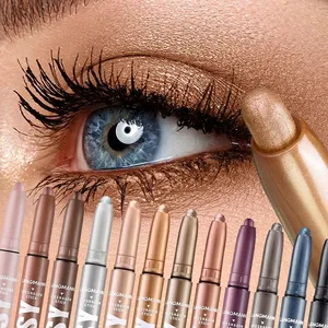 Single Color Stainless Steel <b>Eyeshadow</b> Stick Waterproof Glitter Matte Shimmer High <b>Pigmented</b> Wood Stick Durable Makeup Tool - Product Image 1