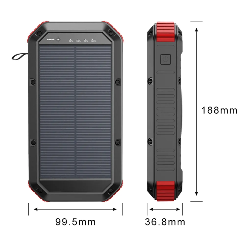 USA popular product high quality power bank solar led flashlight hand crank with wireless charging 30000 mah