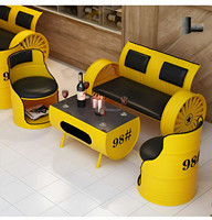 Ensemble de chaises et table rondes en métal industriel, design rétro en forme de baril, mobilier de loisirs pour bar, café, restaurant