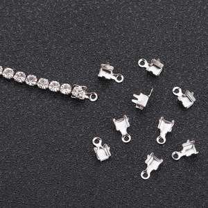 Cierre de Cadena de Acero Inoxidable con Diamantes de Imitación, Cierre Cuadrado para Bolsos, Accesorio para Pulseras y Joyería DIY H1244 - Product Image 1