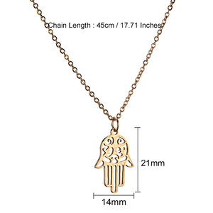 Collana Retrò a Forma di Palma in Acciaio Inossidabile, Collana con Mano di Fatima, Gioiello Portafortuna Punk Hip-Hop - Product Image 6