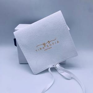 Luxury Custom Logo Microfiber Double Side Suede Gift Pouch for Necklace Earrings Deboss Print Jewelry Container - Product Image 5