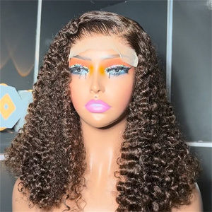 Peluca <span class=keywords><strong>Afro</strong></span> Rizada Corta Bob de Cabello Humano con Encaje Frontal, Cabello Virgen Vietnamita HD Sin Pegamento para Corte Mixto, Peluca Remy para Mujeres Negras - Product Image 3