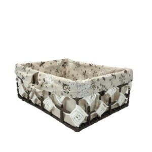 Rattan Storage Basket Rectangle Linen Fabric Toy Organizer Household Storage <b>Crate</b> <b>White</b> Standing Type - Product Image 3