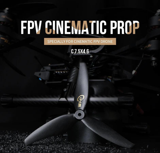 T-Motor T-Hobby C7.5x4.6 Tri-Blade 7.5" Carbon-Mixed Nylon 12g Cinematic FPV Propeller (2 Pack) Private Mold 7-8inch X8 Build