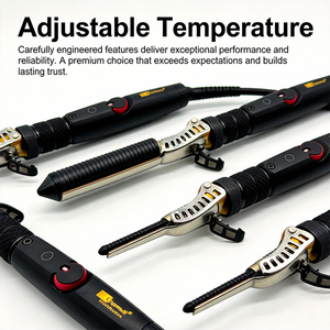 Rizador de Pelo Eléctrico LED Negro con Revestimiento Cerámico para <span class=keywords><strong>Hombre</strong></span>, Calentamiento Rápido, Rizos Duraderos, 1000W - Product Image 2