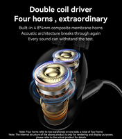 YH44 Yesido Earphone In-ear desain ergonomis, headphone berkabel Tipe C dinamis ganda
