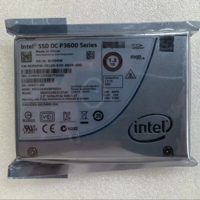 For Dell 1.2TB P3600 Intel SSD NVME Server Drive 0CPDPW U.2 Solid State with SATA 3.0 Expansion Port Metal SSDPE2ME012T4D