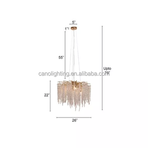 Nouveau Design Setaria forme Luxe Métal Cristal Automne Cascade Banquet Hall Art Décor Lustre Intérieur Suspension <span class=keywords><strong>Lampe</strong></span> Décorative - Product Image 2