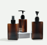 Somewang-Bouteille carrée vide de luxe en plastique PETG avec pompe, bouteille de lotion ambre avec impression personnalisée, 100ml-1000ml