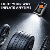 Inflador de Neumáticos Inalámbrico, Compresor de Aire, Arrancador de Emergencia con Manómetro Digital y Luz LED para Automóvil, Motocicleta, Bicicleta y Balón