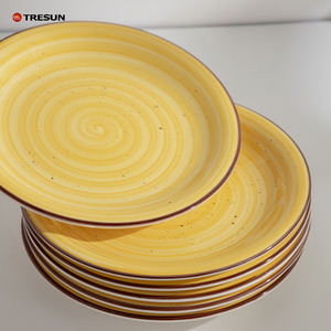 Plato de gres occidental pintado a mano de diseño italiano, juego de cena de cerámica, platos de cena planos redondos - Product Image 3