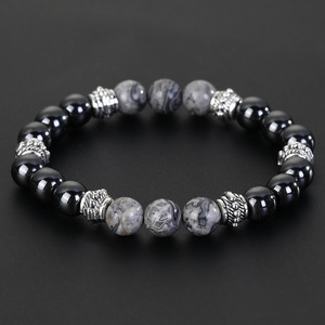 Gelang wanita manik-manik hematit terapi magnet, gelang wanita penyebar minyak Lava perak emas hitam 8MM multiwarna - Product Image 6