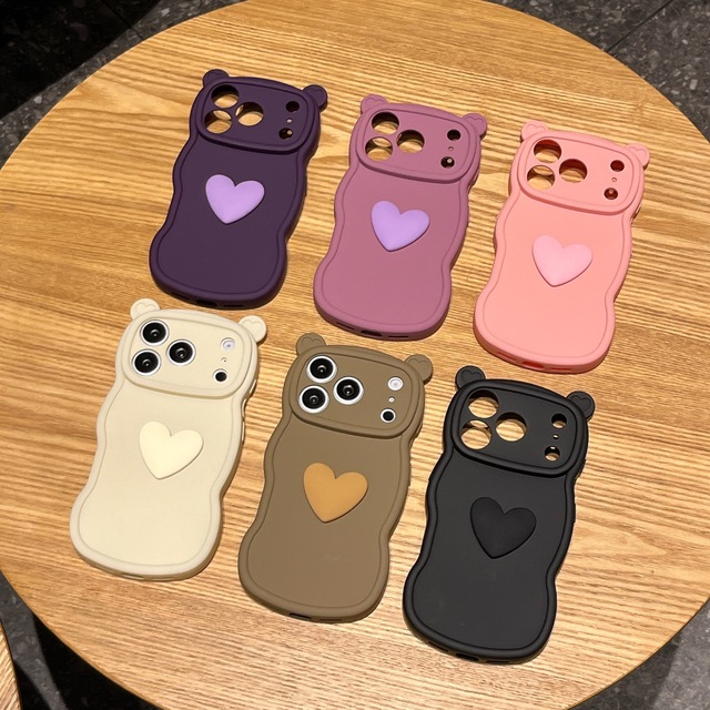 New Ins Candy Color Handmade 3D Love Heart Phone case for iPhone 17 16 15 14 13 12 11 Pro Max with Wave Border Frosted TPU Cover