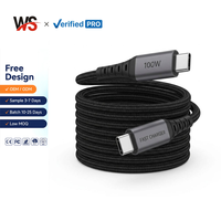 Cable USB Tipo C a Tipo C de 100W PD con Carga Rápida de 5A, Cable Trenzado de Nailon para Teléfonos Móviles IOS y Samsung, Computadora MacBook