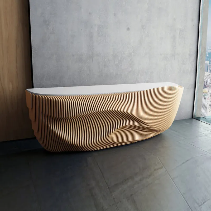 Custom Size Commercial Furniture Parametric Designer Wood Reception Desks For Home Office Modern
